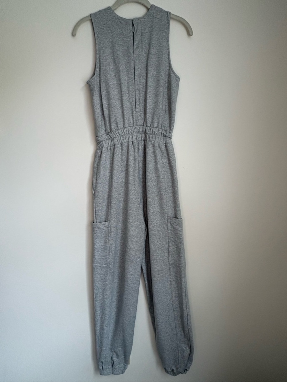FLX Light Gray Sleeveless Drawstring Jumpsuit Women’s Athleisure Sporty Sz XS - Picture 12 of 14